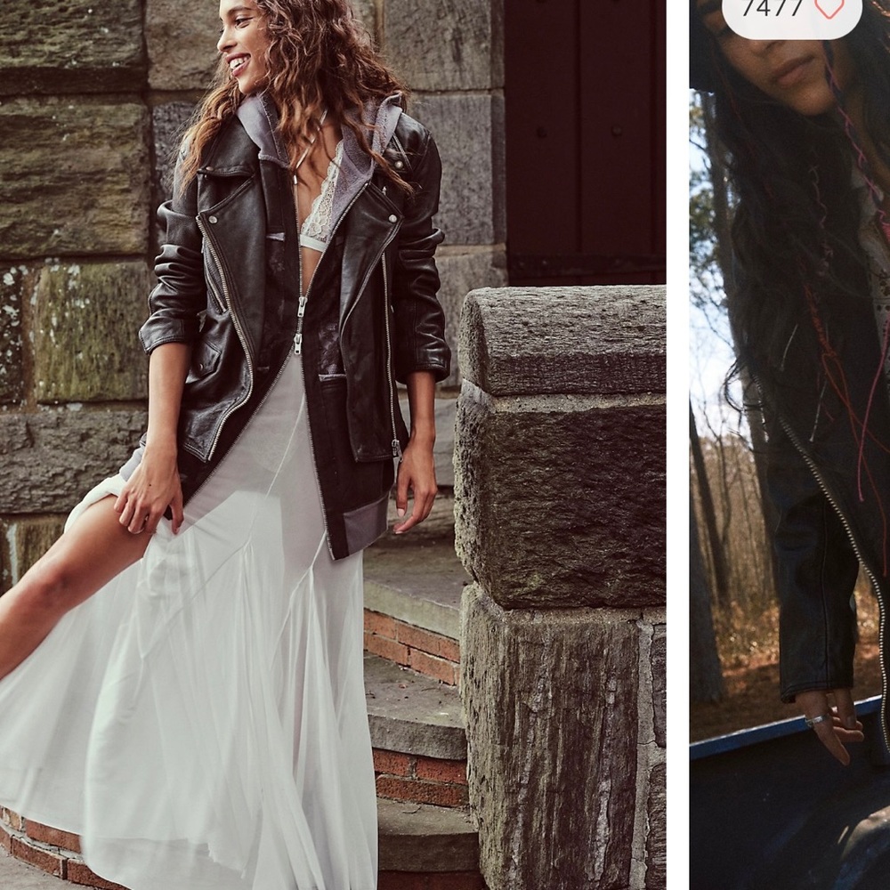 Jealousy Leather Moto Jacket by Free People. Slouchy fit, size women’s medium.